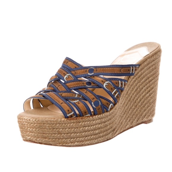 CHRISTIAN LOUBOUTIN size 38 printed wedge heels - Picture 5 of 15